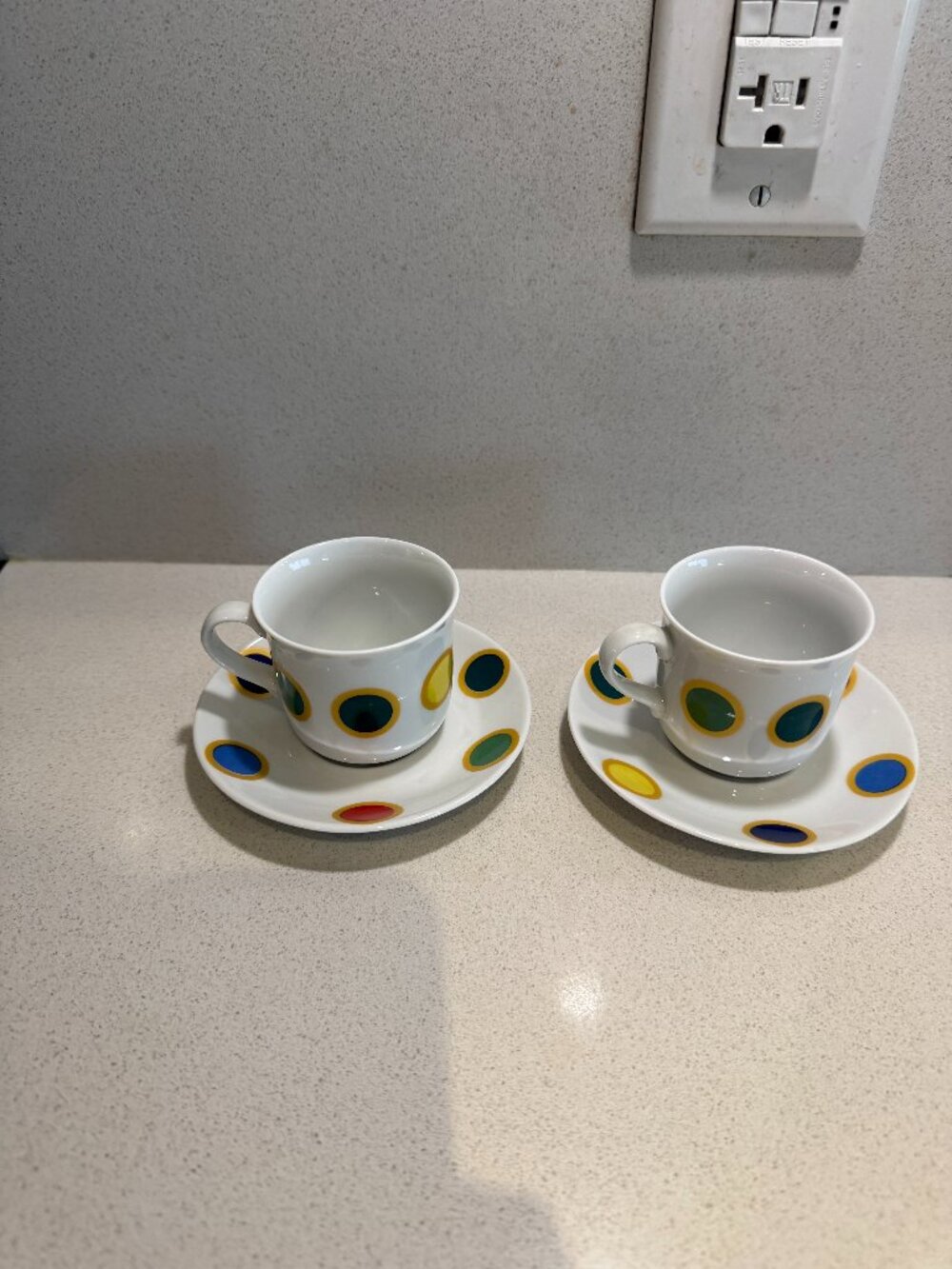 lot of 2 vintage wawel ceramics polka dots espresso cup saucer made in poland